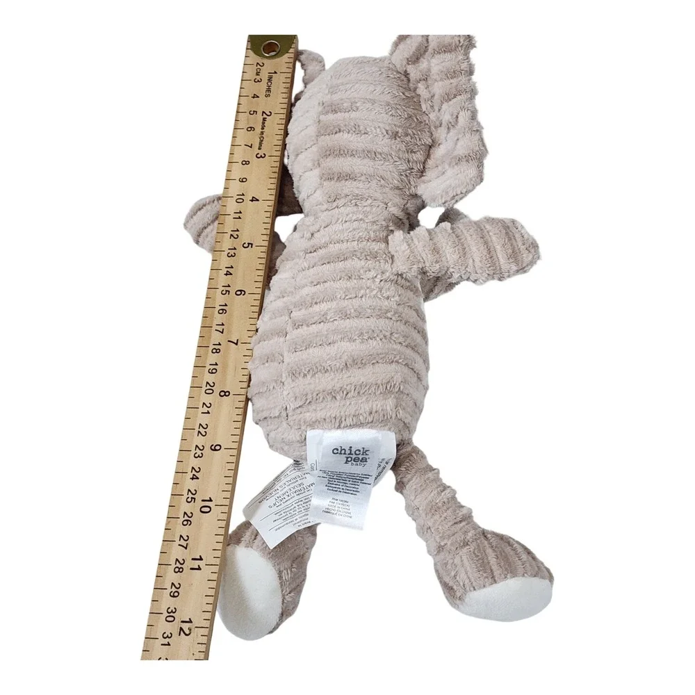 Chick Pea Baby Tan Ribbed Corduroy Elephant Plush Stuffed Animal Toy 12 Inch